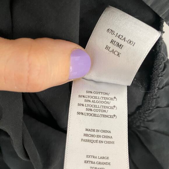 Rails Rumi Smocked Midi Dress Womens Size XL Black Ruffle Hem Cotton Tencel - Picture 7 of 8